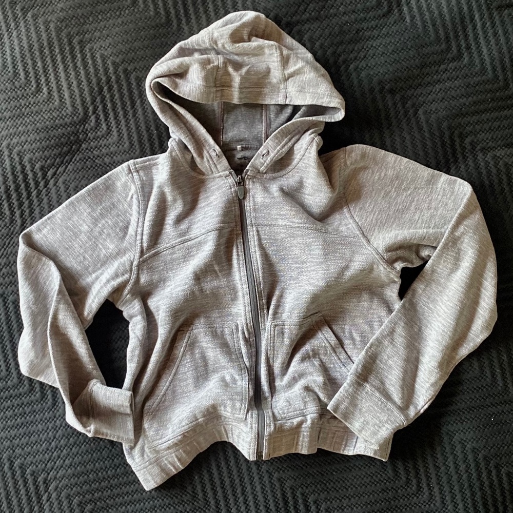 Prana Gray Herringbone Spring Weight Hoodie Size Medium